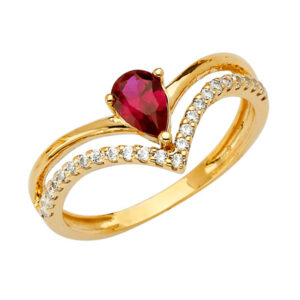 14KY 2Lines Fancy CZ Ring