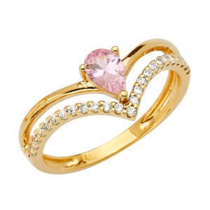 14KY 2Lines Fancy CZ Ring