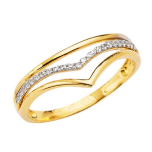 14K 2T 3Lines Fancy CZ Band