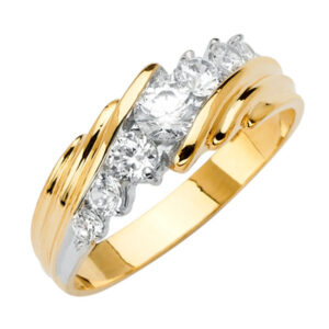 14KY Men's CZ Wedding Band/Trio Set