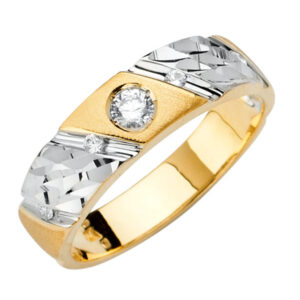 14K 2T Men's CZ Wedding Band/Trio Set