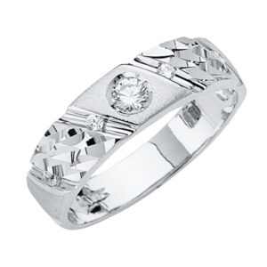 14KW Men's CZ Wedding Band/Trio Set