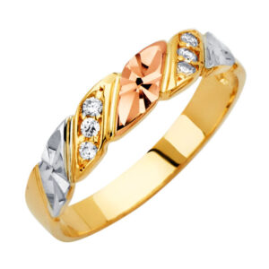 14K 3C Men's CZ Wedding Band