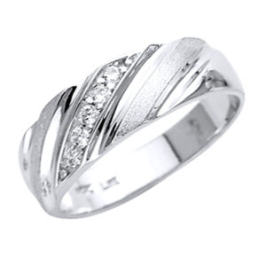 14KW Men's CZ Wedding Band
