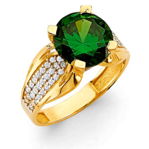 14KY Fancy Green CZ Ring