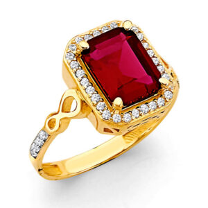 14KY Fancy Red CZ Ring
