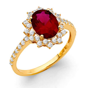 14KY Fancy Red CZ Ring