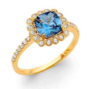 14KY Fancy Blue CZ Ring