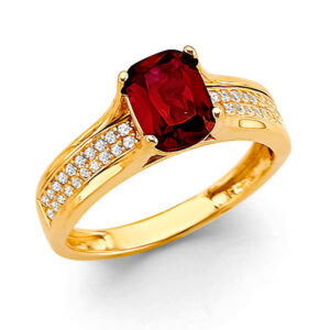 14KY Fancy Red CZ Ring