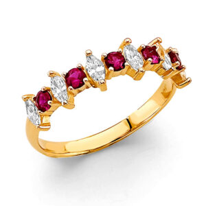 14KY Fancy Red CZ Ring