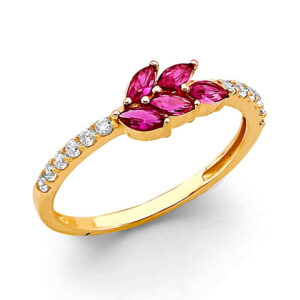 14KY Fancy Red CZ Ring