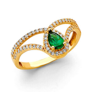 14KY Fancy Green CZ Ring