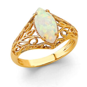 14KY Fancy Opal CZ Ring