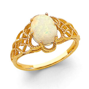 14KY Fancy Opal CZ Ring