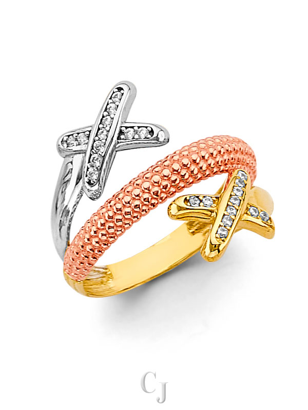 14K 3C Fancy CZ Ring