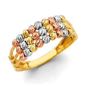 14K 3C Fancy Ball Ring