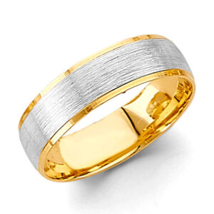 14K 2T 6mm Sand Polish Wedding Band