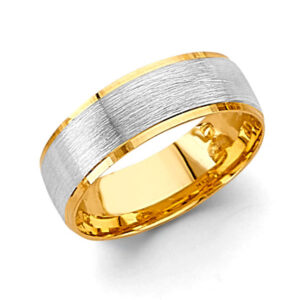 14K 2T 6mm Sand Polish Wedding Band
