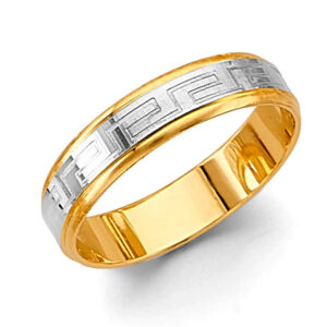 14K 2T 5mm Greek Design Wedding Band