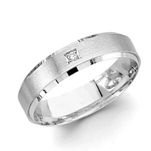 14KW 5mm CZ Sand Polish Wedding Band