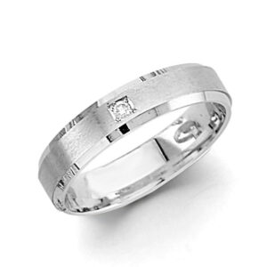14KW 4mm CZ Sand Polish Wedding Band