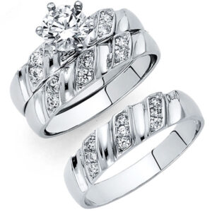 14KW CZ Engagement Ring/Trio Set