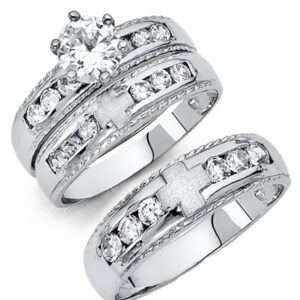 14KW CZ Engagement Ring/Trio Set