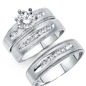 14KW CZ Engagement Ring/Trio Set