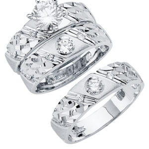14KW CZ Engagement Ring/Trio Set