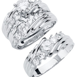 14KW CZ Engagement Ring/Trio Set