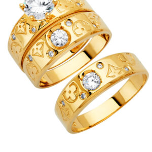 14KY CZ Engagement Ring/Trio Set