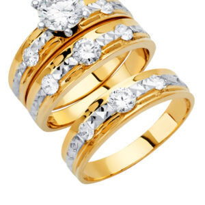 14KY CZ Engagement Ring/Trio Set