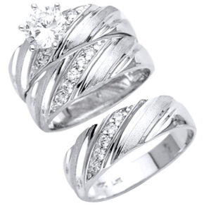 14KW CZ Engagement Ring/Trio Set
