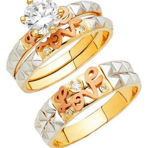 14K 3C CZ Engagement Ring