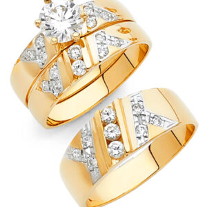 14K CZ Engagement Ring/Trio Set