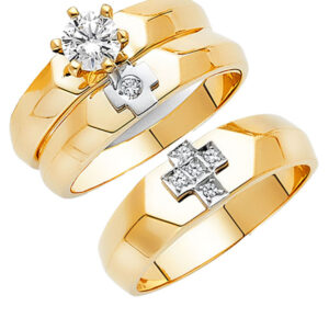 14KY CZ Engagement Ring/Trio Set