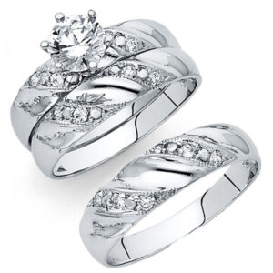 14KW CZ Engagement Ring/Trio Set