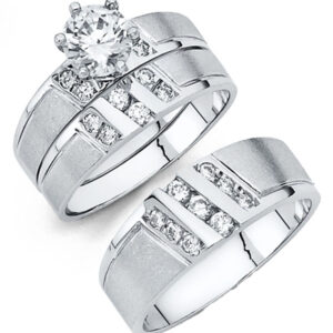 14KW CZ Engagement Ring/Trio Set