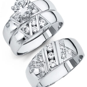 14KW CZ Engagement Ring/Trio Set