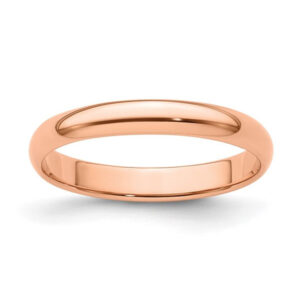 14k Rose Gold 3mm Lightweight Half Round Wedding Band