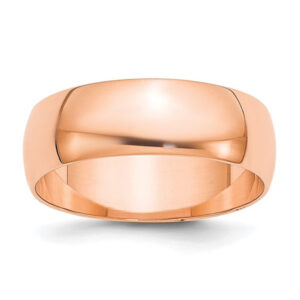 14k Rose Gold 6mm Lightweight Half Round Wedding Band