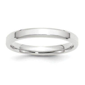14k White Gold 3mm Beveled Edge Comfort Fit Wedding Band