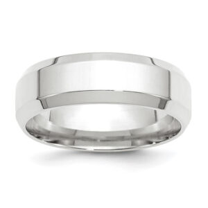 14k White Gold 7mm Beveled Edge Comfort Fit Wedding Band