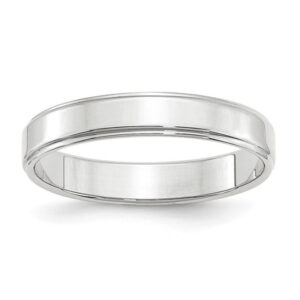 14k White Gold 4mm Flat with Step Edge Wedding Band