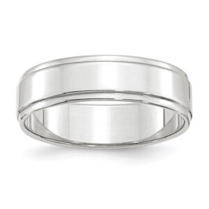 14k White Gold 6mm Flat with Step Edge Wedding Band