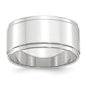 14k White Gold 10mm Flat with Step Edge Wedding Band