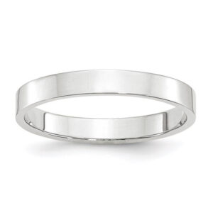 14k White Gold 3mm Lightweight Flat Wedding Band