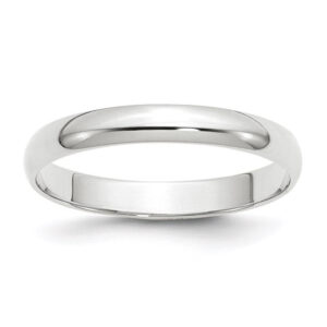 14k White Gold 3mm Lightweight Half Round Wedding Band
