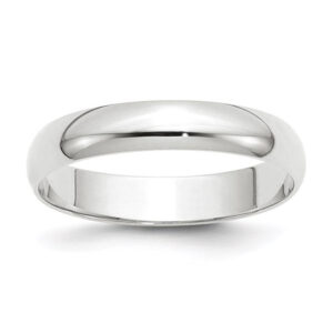 14k White Gold 4mm Lightweight Half Round Wedding Band