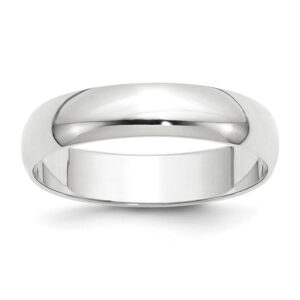 14k White Gold 5mm Lightweight Half Round Wedding Band
